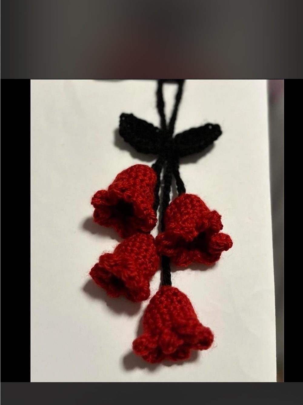 Handmade Red Crochet Flower car charm